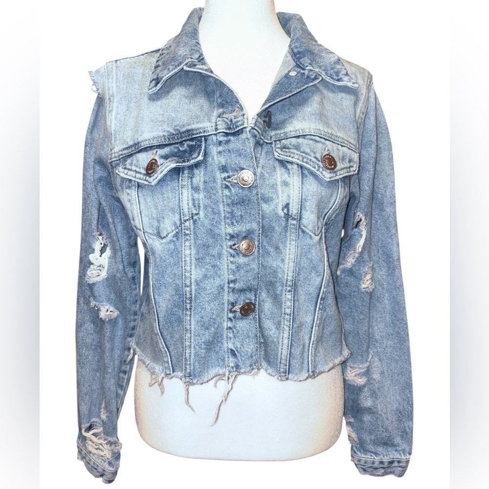 Vintage Forever 21 Cropped Denim Jean Jacket